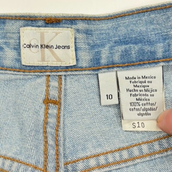 Calvin Klein Womens Size 10 Cuff Short Enzyme Wash Denim Shorts Vintage 90s - Picture 10 of 12